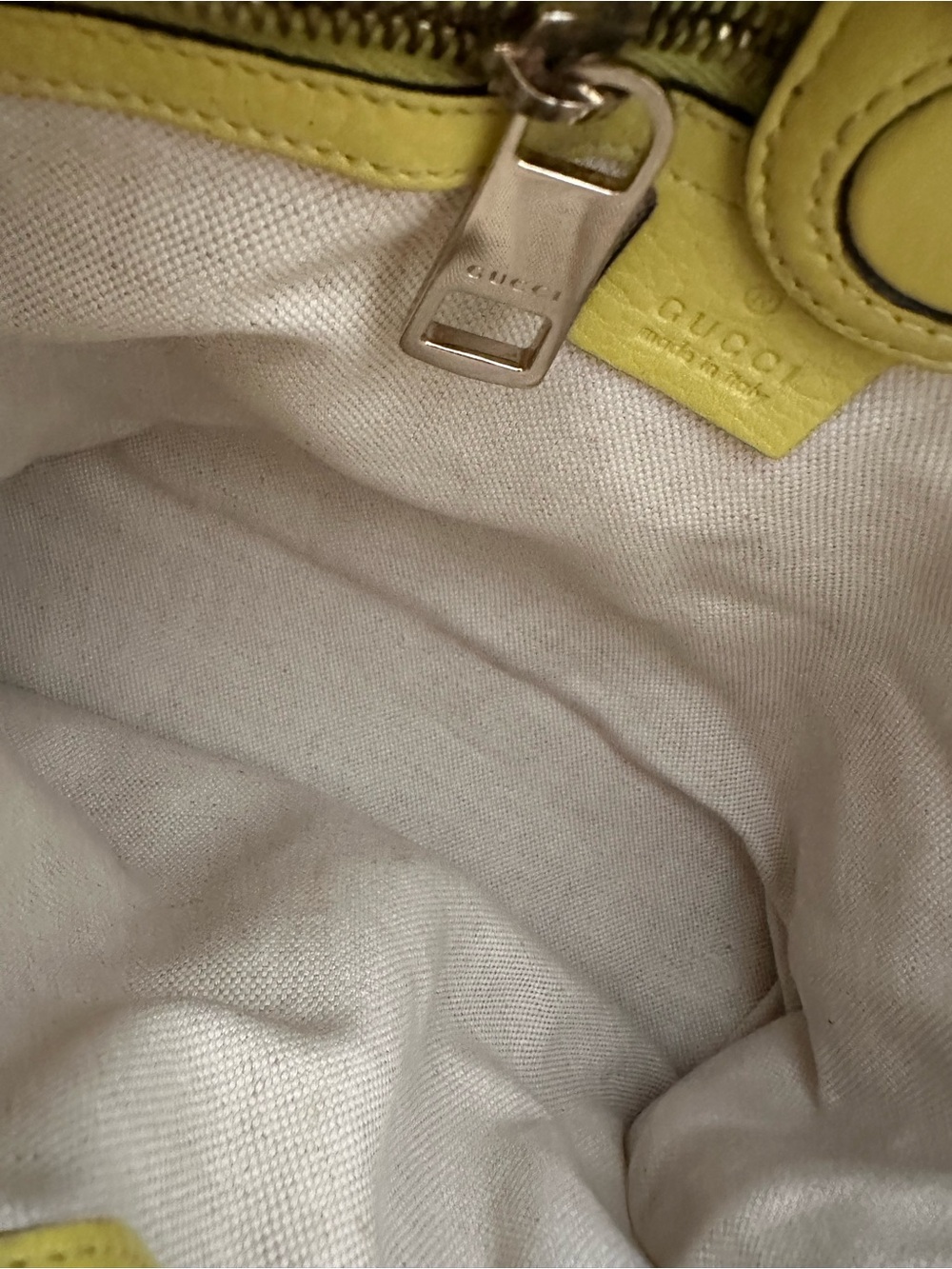 Gucci Yellow Leather Satchel Bamboo Handles Vintage w/ shoulder/cross strap - Picture 13 of 15
